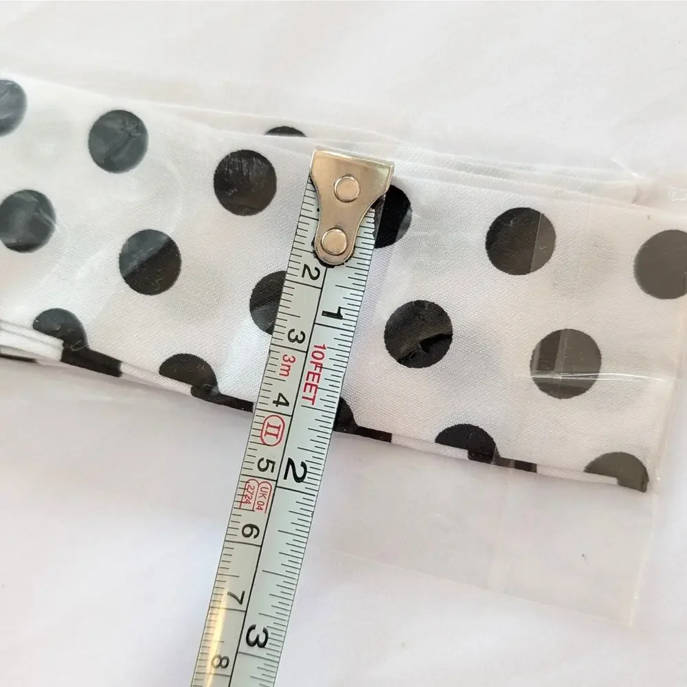 New retro white/black polka dot headband scarf / bag twilly